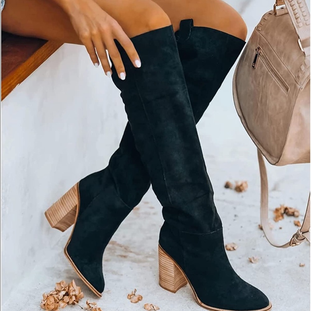 Over the knee black boots